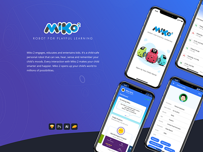 MIKO 2 App interaction kids app learning app learning platform mobile app mobile app design mobile design mobile ui robot robotic ui ux ui design