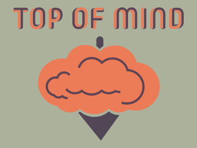 Top Of Mind branding distorted icon illustration logo vintage