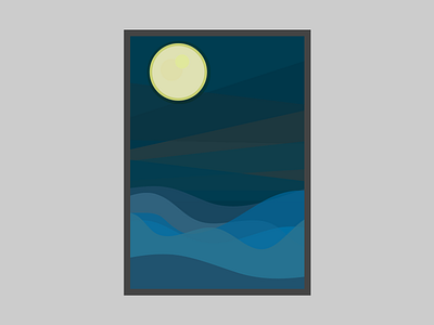 Seat At Night abstract moon night sea sky waves