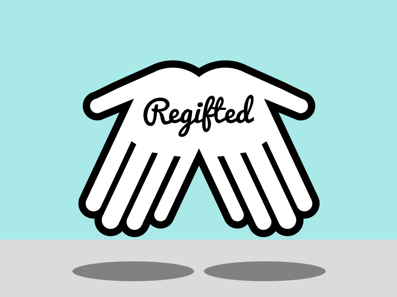 Regifted floating graphic hand humor sticker