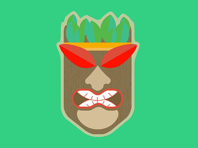 Angry Tiki sticker summer tiki wood