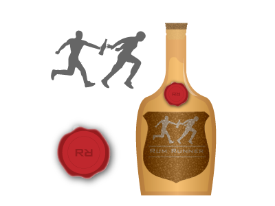 Rumrunner bottle logo packaging rum wax stamp