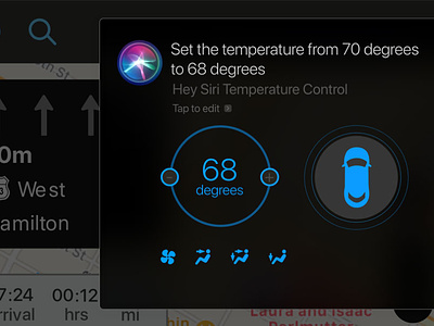 Voice UI for changing temperature app designer car dashboard carplay control design designer ideas siri temperature ui voice assistant voice command voice interface voice ui