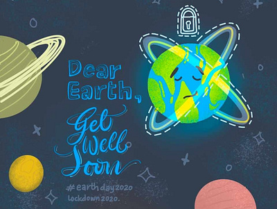 Earth Day 2020 apple pencil corona design designer earth earthday earthday2020 illustration lockdown planets procreate protect save universe