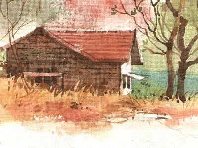 old house illustration painting watercolor