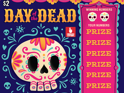 Day Of The Dead Scratch-it Ticket Illo day of the dead design illustration skull