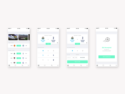 Football Bet App app concept appdesign concept football green ui uiux white