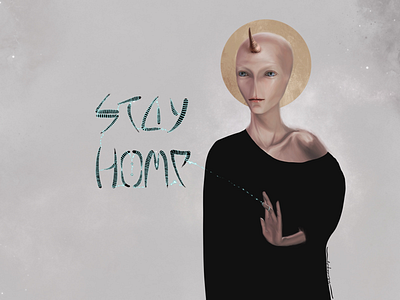 Stay safe. Stay home. alien cosmos covid19 illustration quarantine saint stayhome