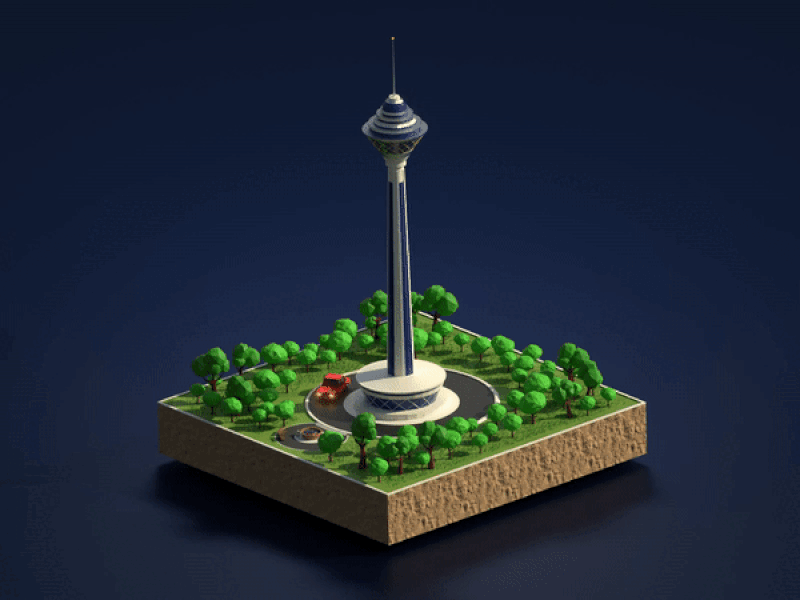 Milad Tower 3d 3dart animation iran isometric isometric city milad peykan tehran
