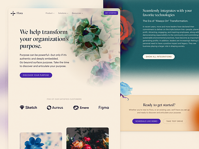 Flora — Landing page design branding colorful design desktop floral flower flowers grain graphic design home landing typography web