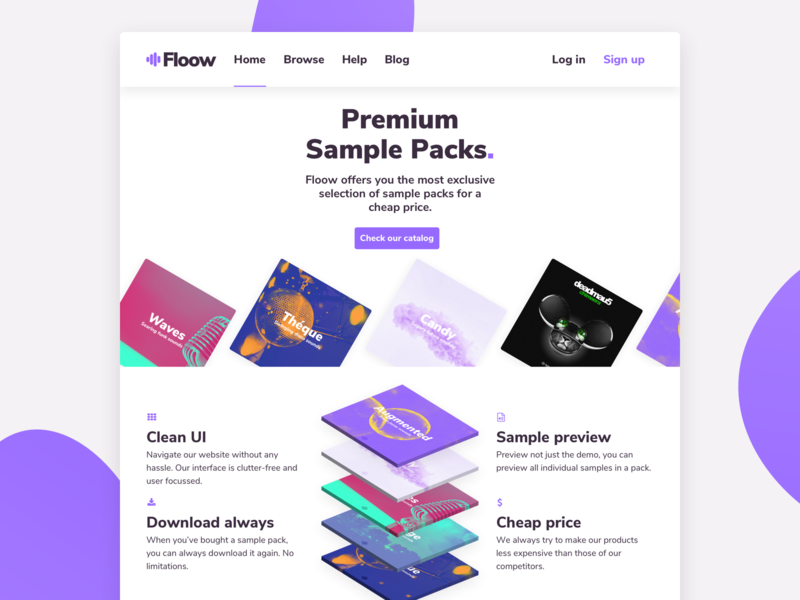 Homepage Design for conceptual sample store branding concept design desktop hero home music product sample pack sketch ui ux web website