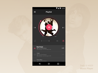 009 Music Player app dailyui flat typography ui ux