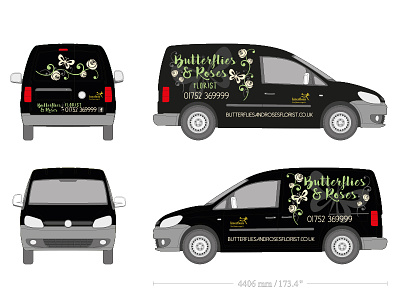 Butterflies & Roses - Van Graphics logo design vehicle graphics vinyl