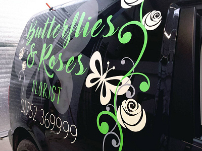 Butterflies & Roses - Van Graphics final outcome photograph signage van