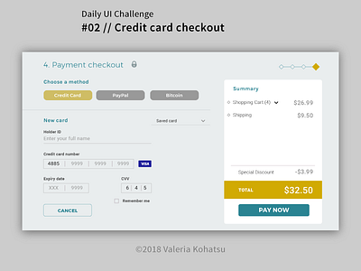 Credit card checkout app dailyui ui