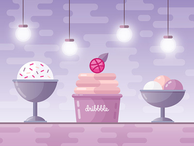 Hello Dribbble! artwork creative debut design digital dribbble first shot graphic ice cream illustration illustrator vector