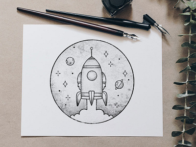 Inktober artwork digital illustration inktober inktober 2018 planet procreate rocket space