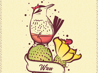Cactus Wren Tattoo arizona az baby bird blossom cactus design illustration tattoo wren