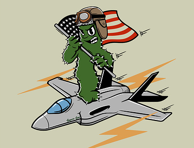 Saguaro Sam air force america aviator cactus desert jet lightning