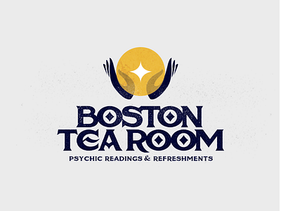 Boston Tea Room Logo blue boston crystal ball design ferndale grunge hand logo michigan opacity psychic redesign spiritual stamp store tea vintage yellow