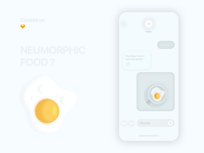 Food for Neumorphism 2020 trend app design experimental illustration minimal monotone typography ui ux