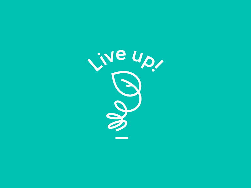 Live Up! food green healthy identity jump life lifestyle live logo logotype longevity sport