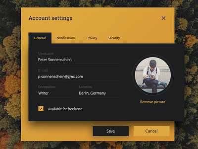 Day 007 / Settings 007 account dailyui form profile settings tabs ui user ux web