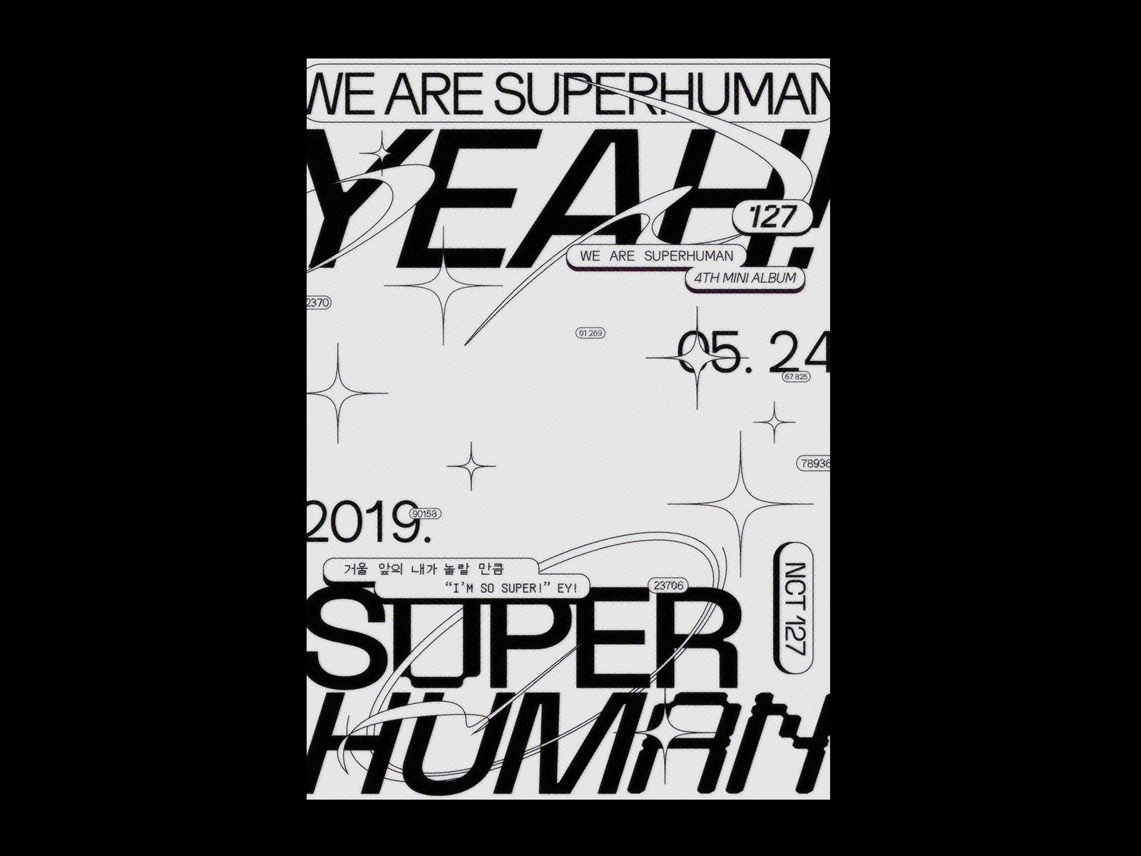 SUPERHUMAN design editorial design graphic design kpop nct 127 poster poster design print typography