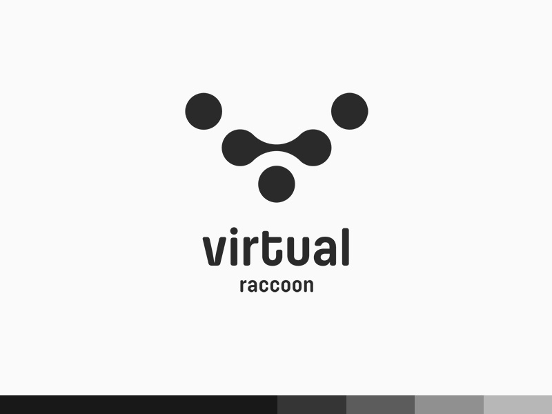 Virtual Raccoon - Unused racoon rocket data cloud computing amorphous dots shape logo design typography visual reality glasses v vr technology mark icon symbol clever smart creative plogged branding agency animal virtual raccoon