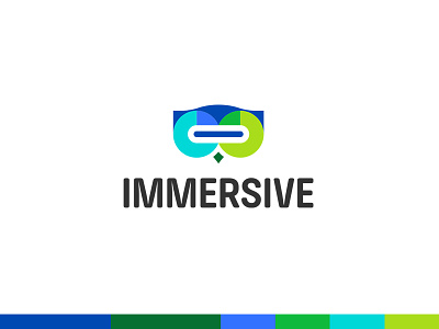 Immersive Identity branding technology open book colourful beautiful bright creative smart clever cute wise headset gradient story edutechnology immersive playful people line logo brilliant mark icon brand owl animal bird portal visual plogged school class children typography i vr virtual reality learn
