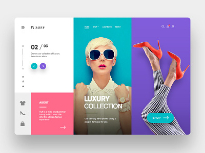 Ruff Landing Page - Concept bags clothes shoes beautiful colorful purple brand guide website branding colorful corporate design fashion landing page concept logo plogged ui ux