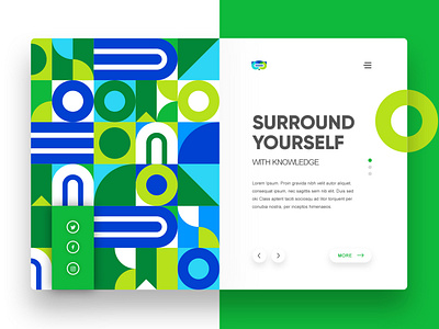 Landing Page for Immersive animal beautiful colourful education green immersive knowledge landing page owl pattern plogged surround ui ux virtual reality vr website
