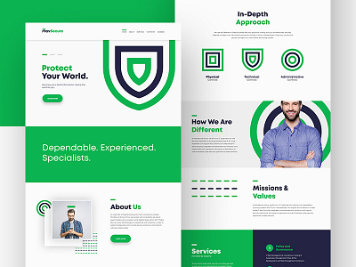 MavSecure Group Landing Page branding colorful beautiful bright contact corporate cyber security dash line defense data information design green landing page logo mavsecure group minimal plogged security services ui ux website