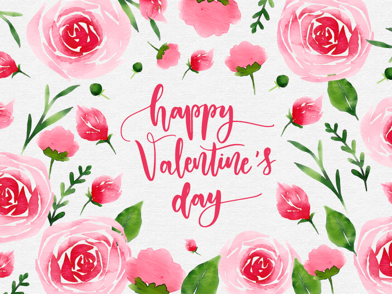 Valentine's! typography pink feminine valentines day watercolor valentine