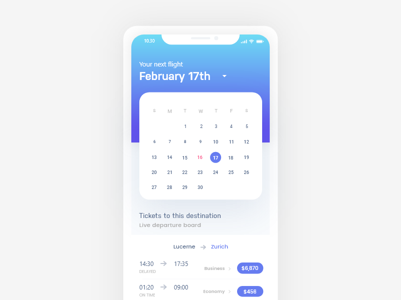 Ticket App calendar concept clean ui flight concept flight app ticket concept ticket app