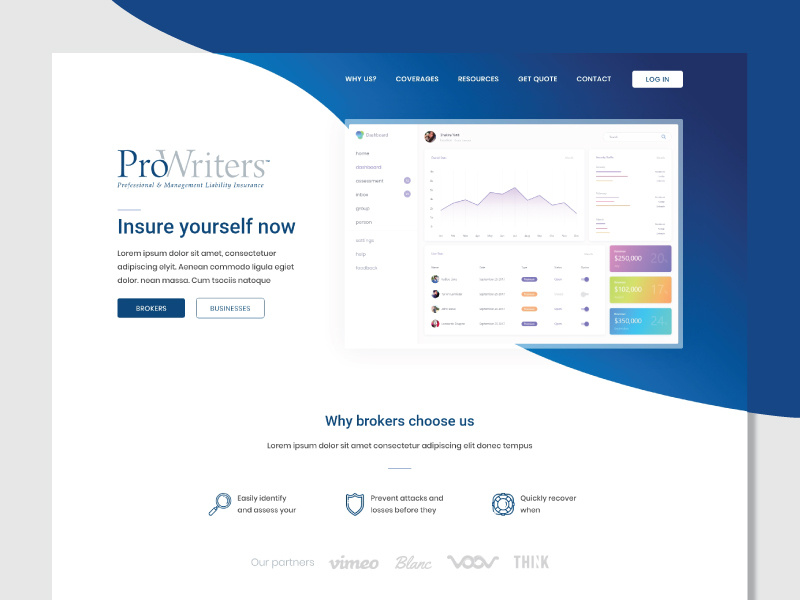 Prowriters Landing Page clean ui uix log in design landing page ui design ui