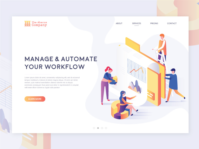 Abacus Company Services Page ui design logo branding landing page clean ui illustration ui