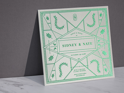 Green on Green Save The Date colorplan foil green green design green foil green wedding letterpress wedding