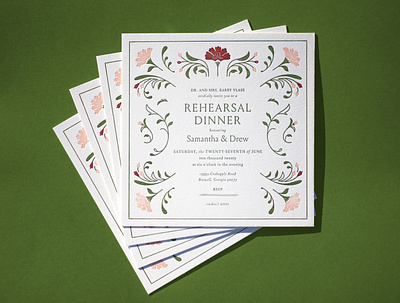 Floral Letterpress Invitations floral green invitation design invitations letterpress