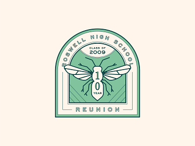 Roswell HS Reunion Logo badge design high school hornet identity illustration logo monoline