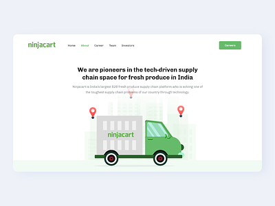 Ninjacart hero - about and careers page about agriculture career clean design designs farm farming illustration india logistics minimal simple supply chain typogaphy ui ux vector web website