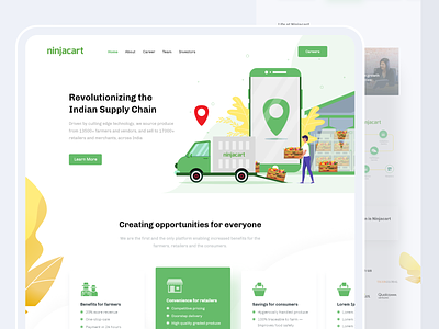 Home, about and career pages about agriculture career clean design farm farmer home screen homepage illustraion logistics minimal mobile simple supply chain truck ui ux web website