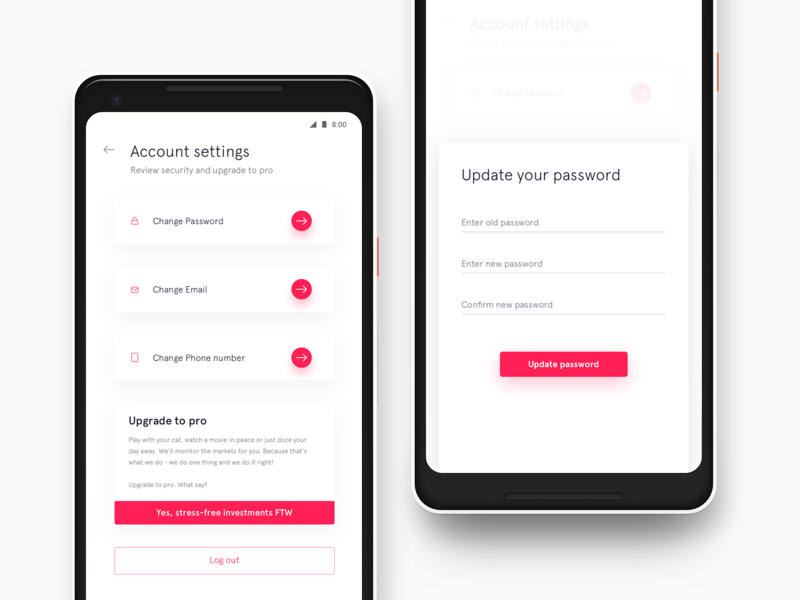 CryptoSOS account settings and pop up screens by Parth on Dribbble