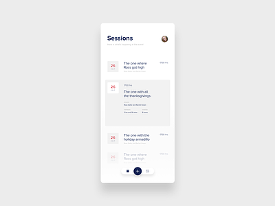 Sessions screen for event app