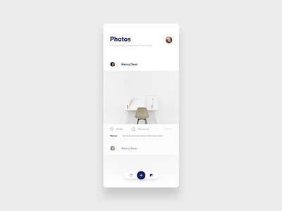 Photo timeline screen for an event app app clean conference event instagram ios minimal photo picture simple timeline ui