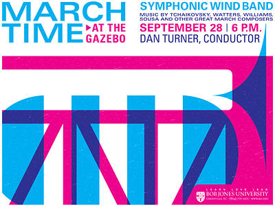 March Time at the Gazebo band band poster bugle drum drums gig gig poster illustration music poster process colors trumpet typography univers vector