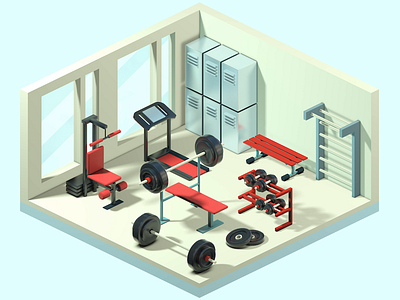 No Pain, No Gain💪 3d 3d art animation c4d cinema4d fitness gym isometric isometric art loop lowpoly lowpolyart mograph motiondesign motiongraphics physicalrender