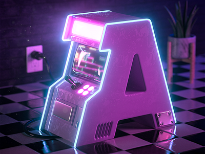 A is for Arcade 3d art c4d cgi donkeykong illustration poster redshift redshift3d render retro type typeface typography videogames