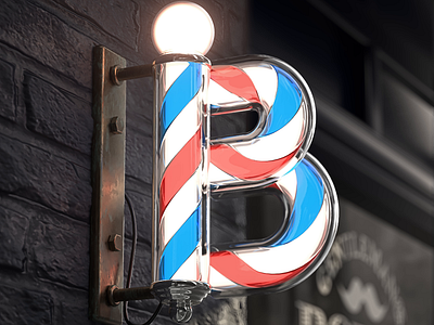 B is for Barbershop aftereffects animation barber barber shop barbershop barbershop logo c4d cgi maxon mograph redshift redshift3d render