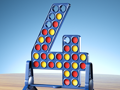 4 is for Connect Four 36days 36daysoftype 36daysoftype08 3d 3d art boardgame boardgames c4d cgi cinema4d connect 4 connect four hasbro illustration nft nftart redshift redshift3d render typography